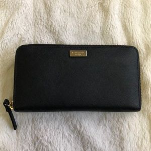 Authentic Kate Spade big black leather zip wallet
